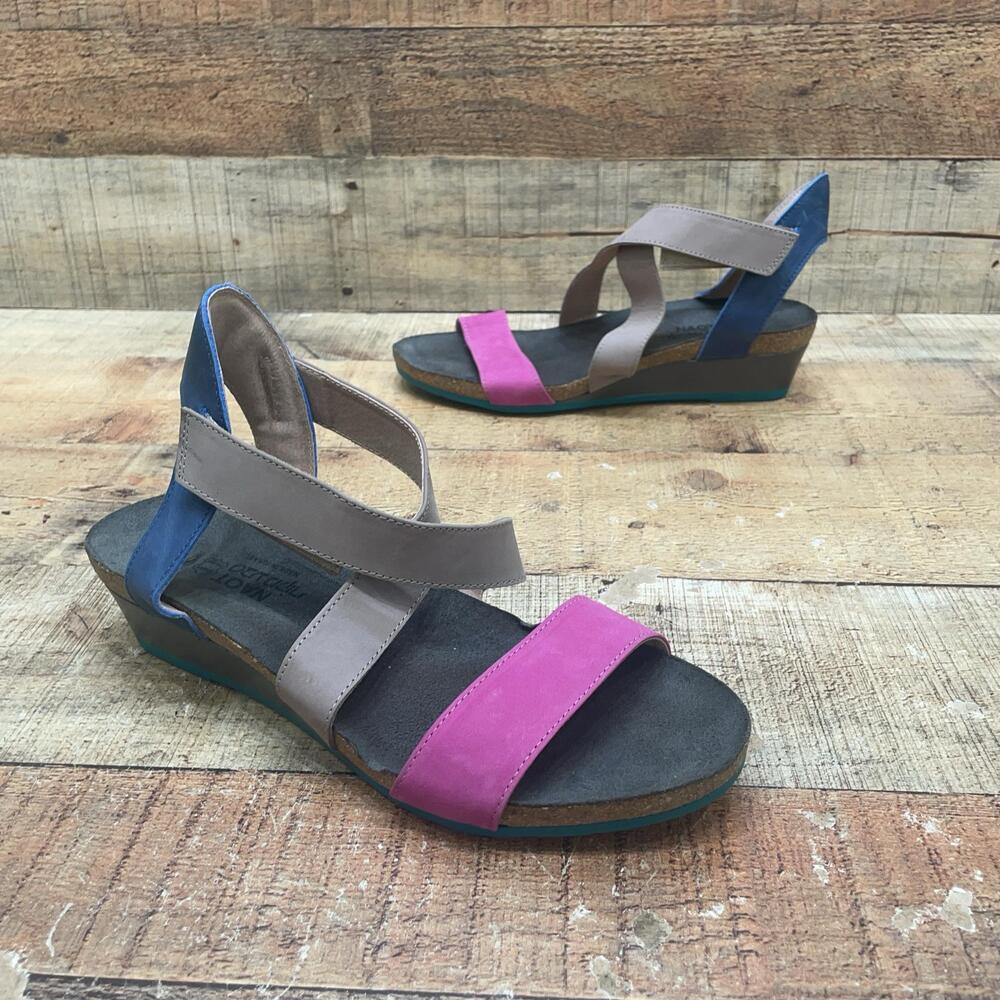 Naot Sandals Womens Size 10 41 Multicolor Leather Strappy Wedge Comfort Shoes